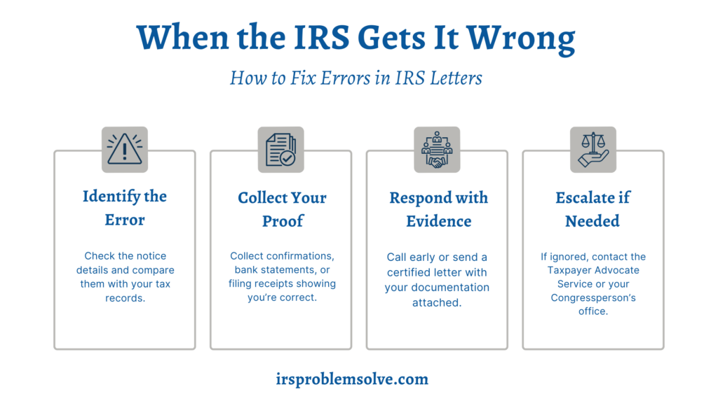 help resolving irs letter errors